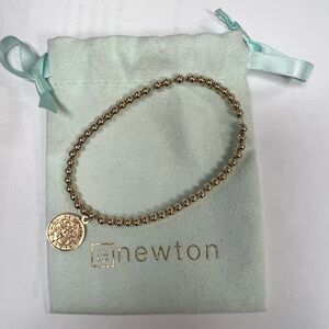 EUC eNewton Extended Size classic gold 3mm bead bracelet - blessing gold disc